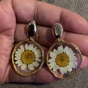 Gold Daisy Drop Earrings